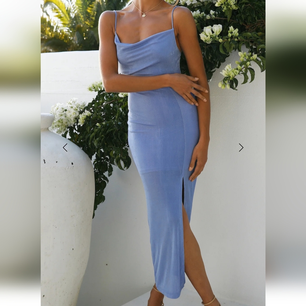Hello Molly Whats Happening Midi Dress Sky Blue Size Small (4)